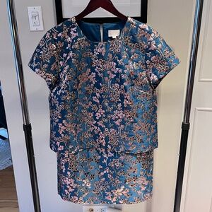 J. Crew Blossom Metallic Jacquard Two-Piece Skirt Set - Size 14